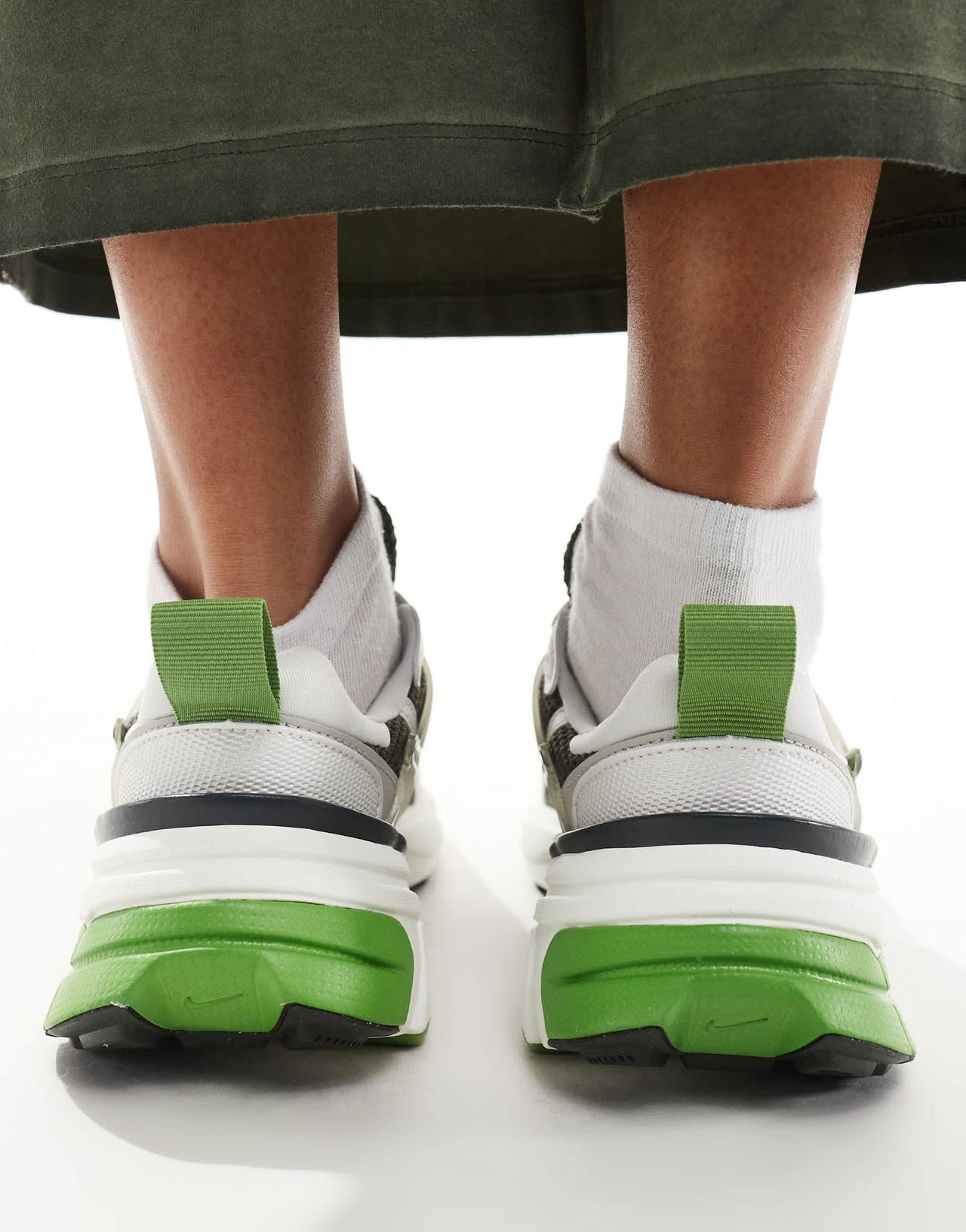 Nike V2K trainers in white and green