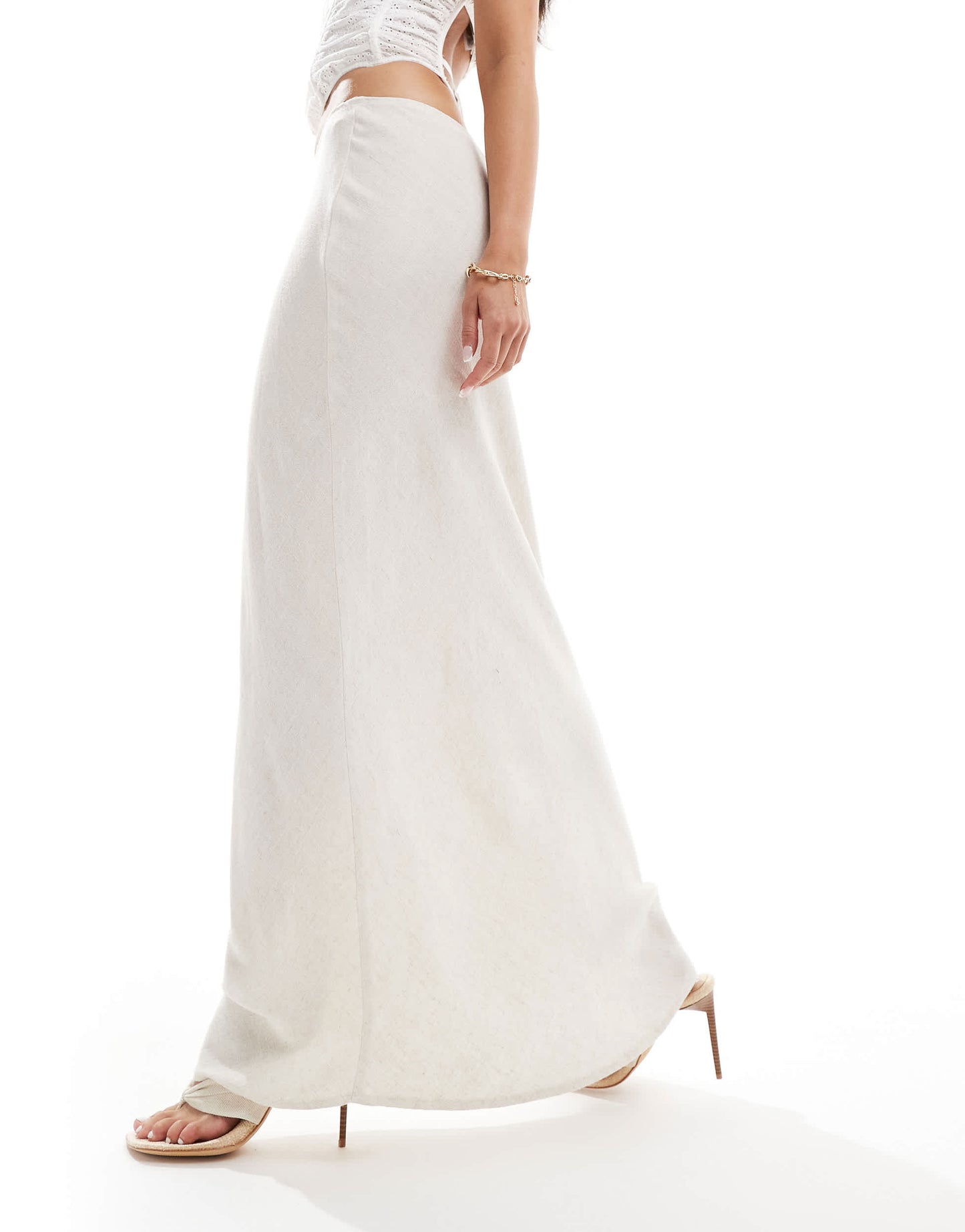 New Look linen maxi skirt in stone
