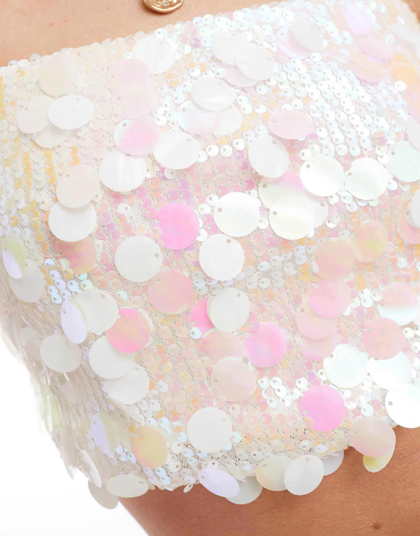 New Look sequin crop top in white
