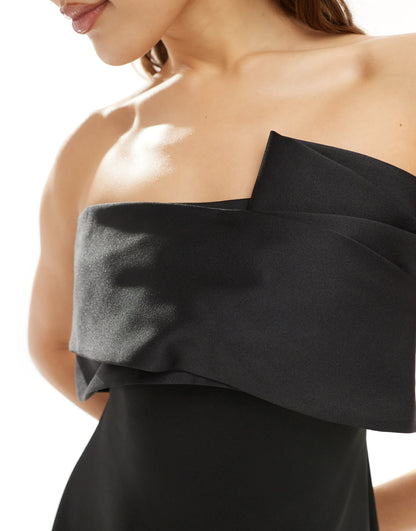ASOS DESIGN sculptural mini dress with contrast satin bodice in black