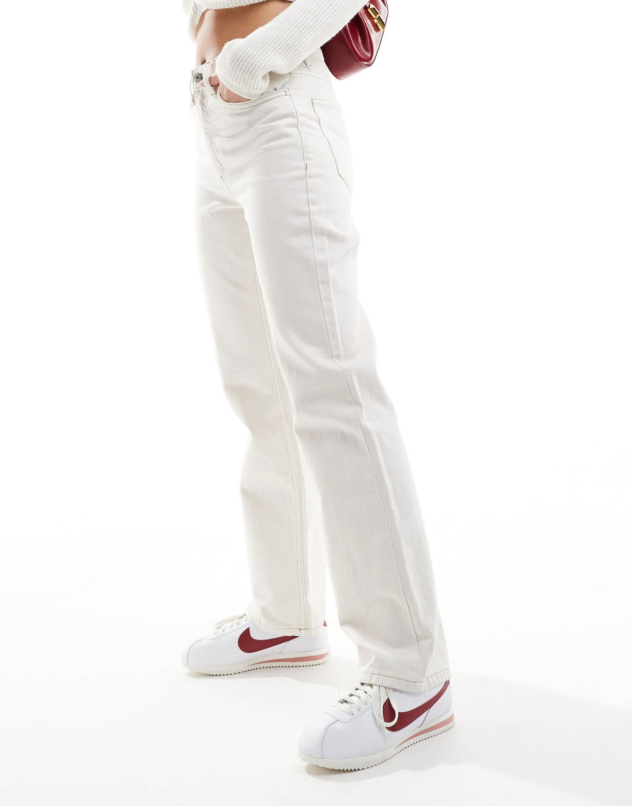 Mango straight leg jeans in off white