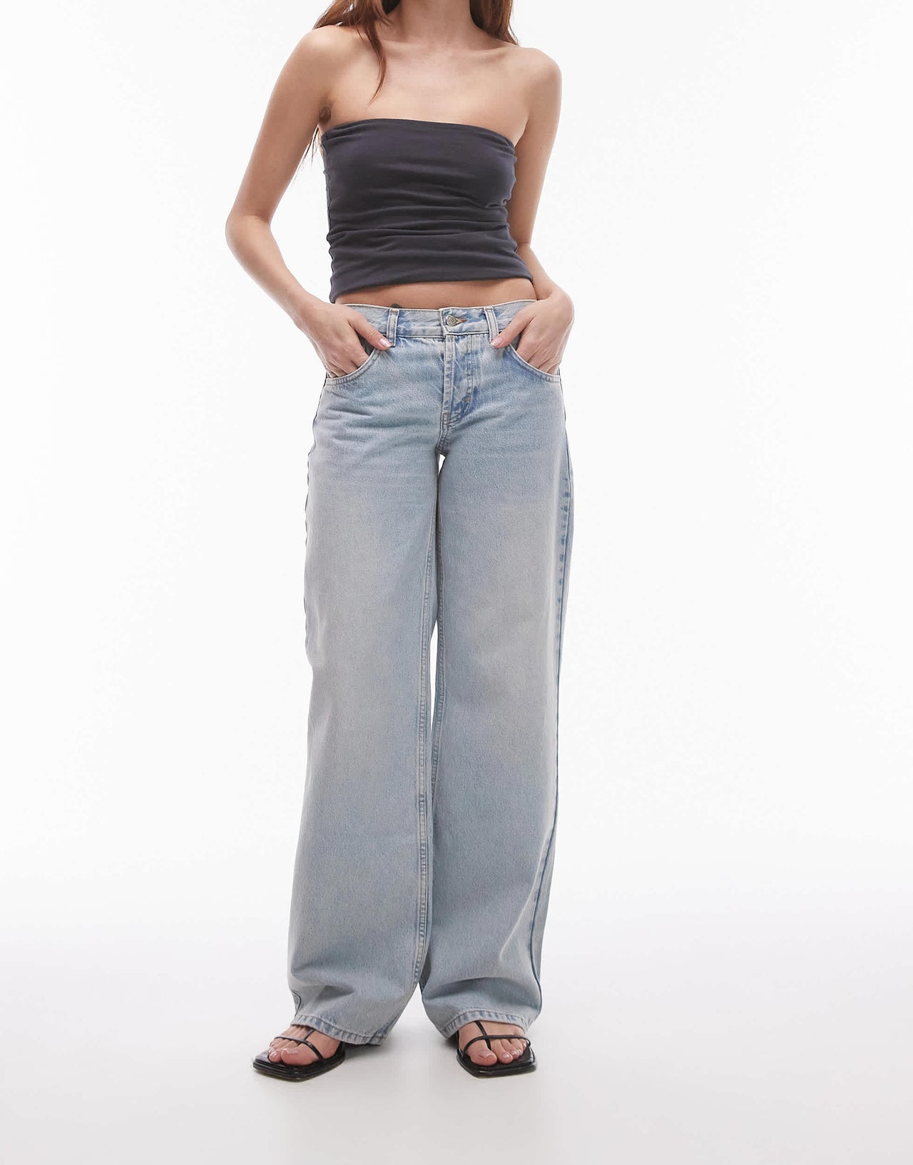 Topshop Ember low rise straight leg jean in bleach