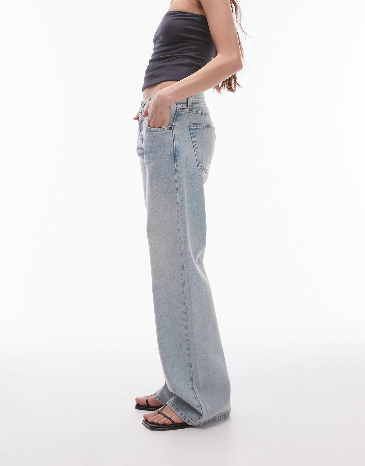Topshop Ember low rise straight leg jean in bleach