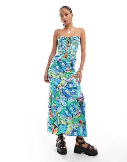 Easy Tiger dazed print top in multi co-ord