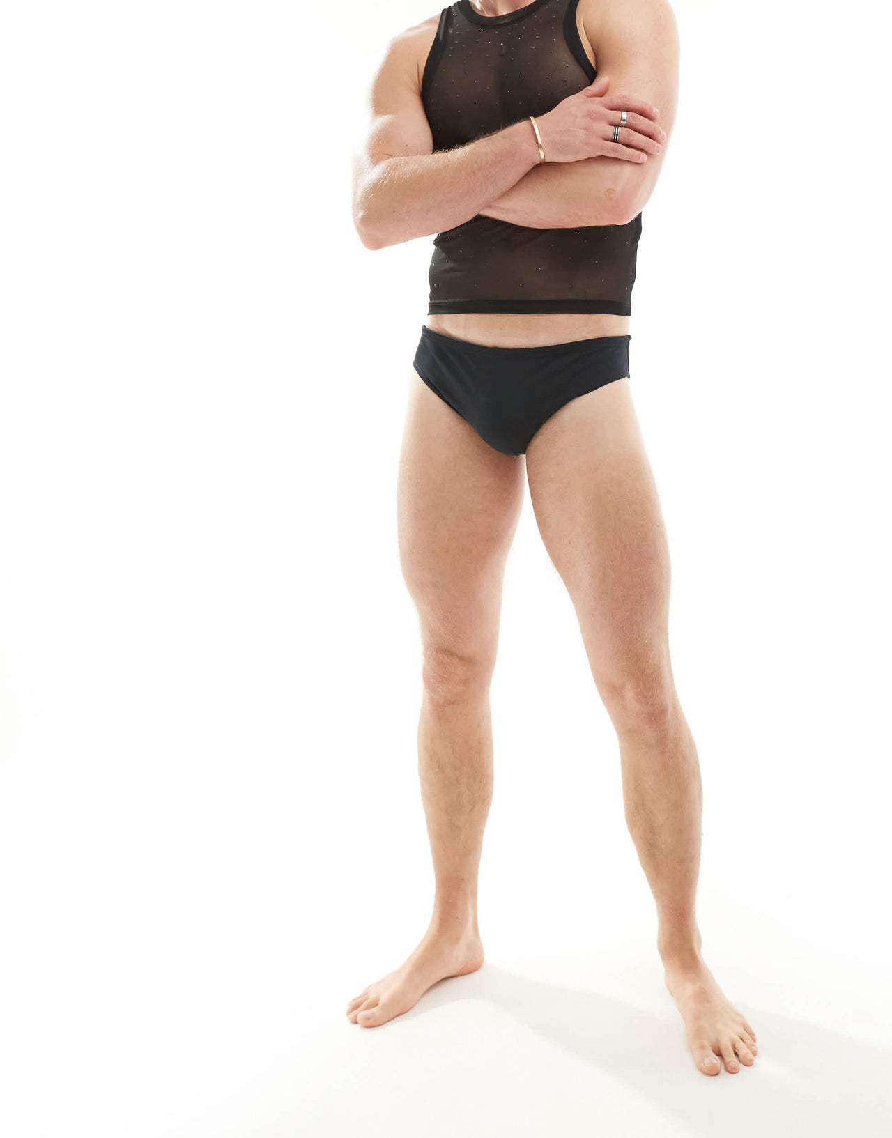 ASOS DESIGN mesh vest with diamante in black