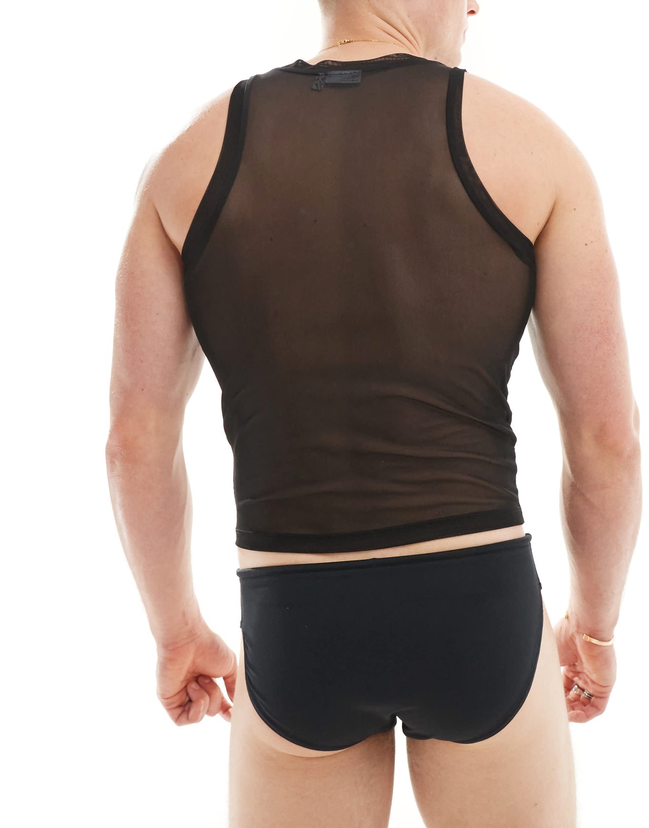 ASOS DESIGN mesh vest with diamante in black