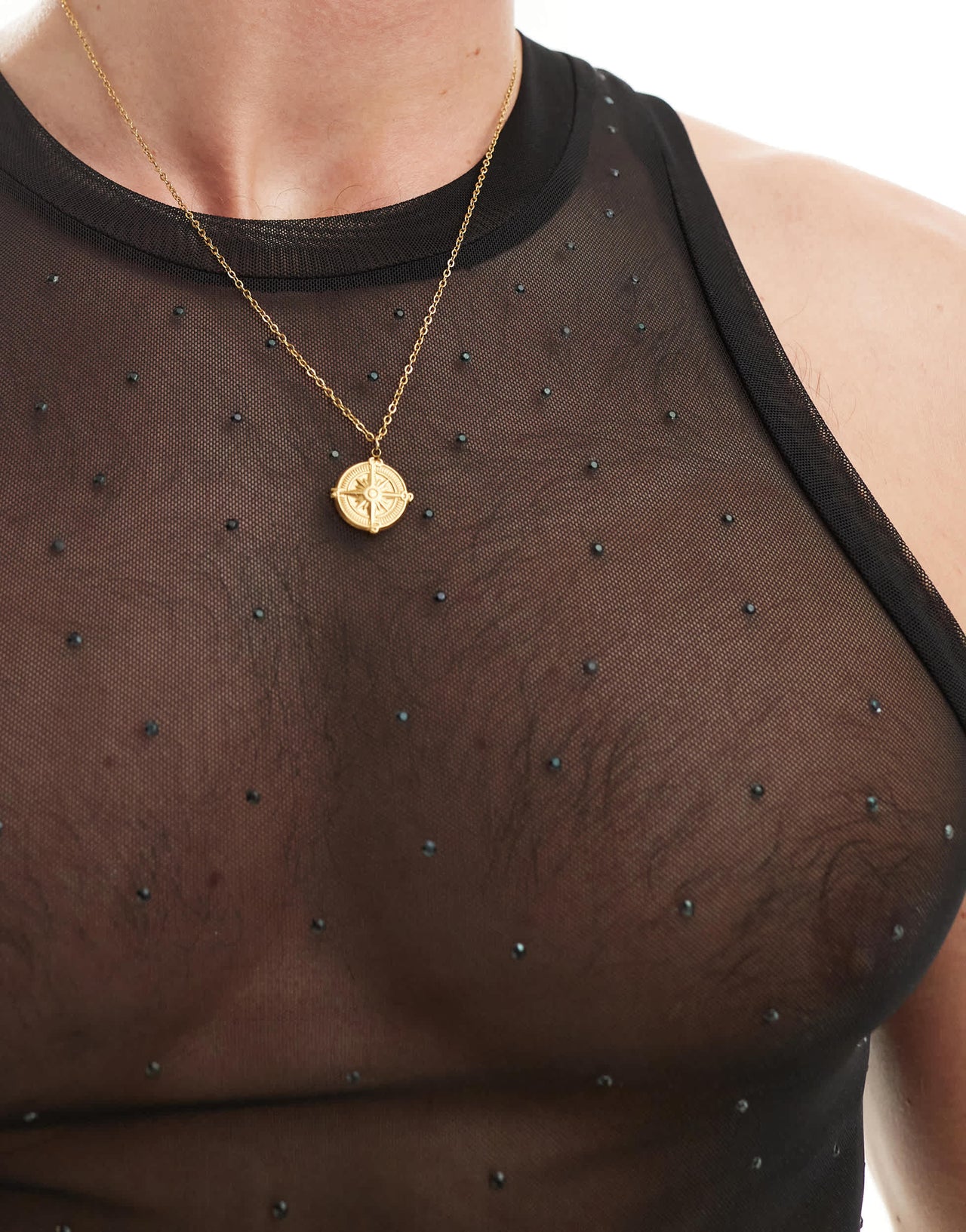 ASOS DESIGN mesh vest with diamante in black