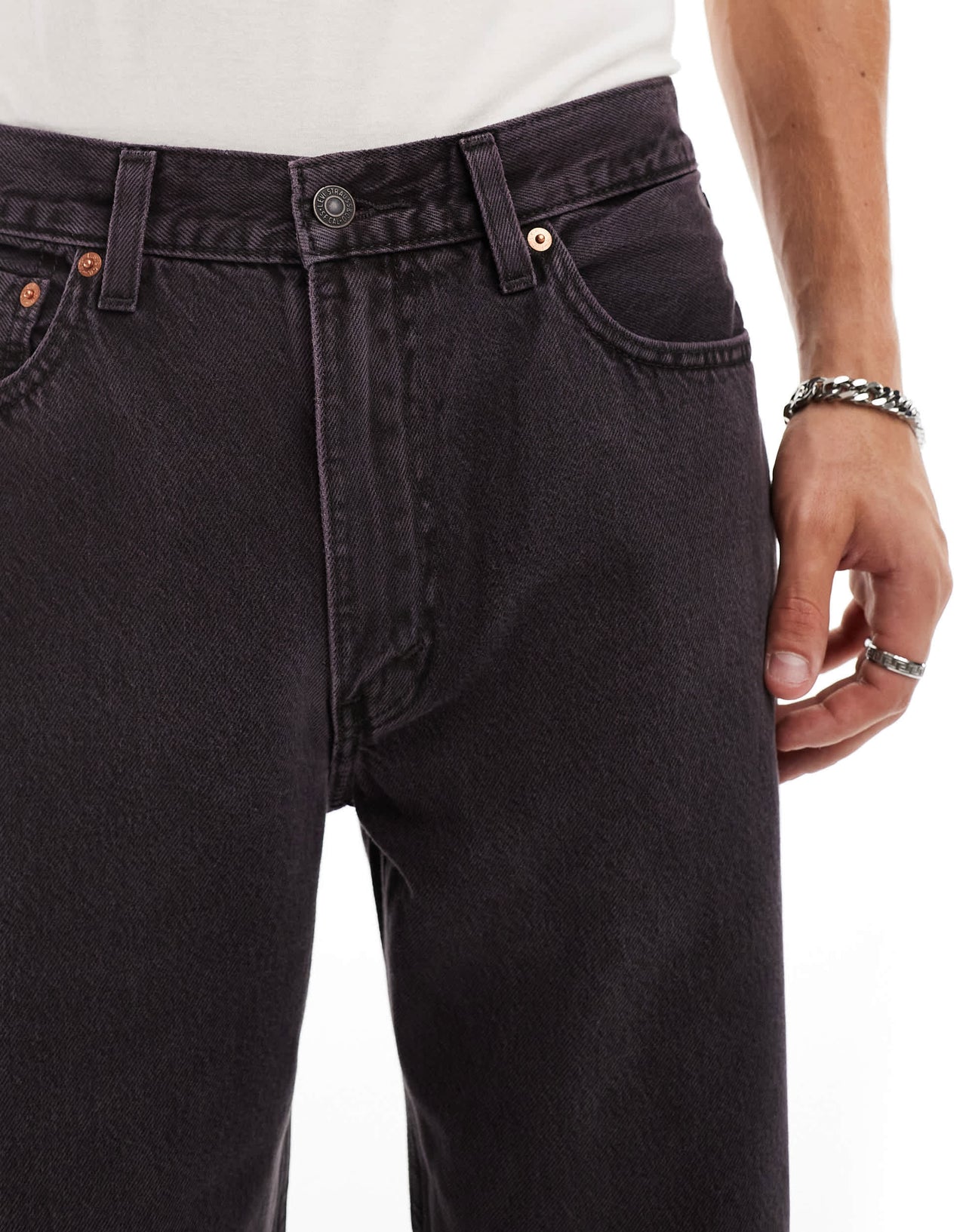 Levi's 565 '97 loose straight fit jeans in washed black with purple tint