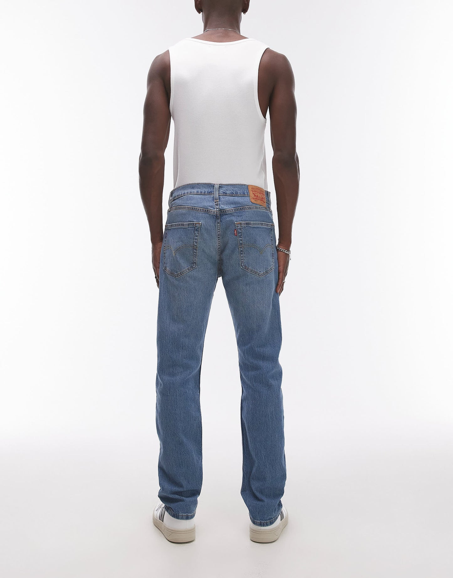 Levi's 502 tapered fit performance cool denim jeans in mid blue