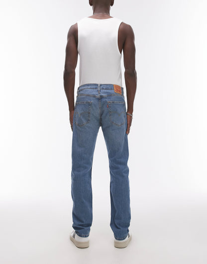 Levi's 502 tapered fit performance cool denim jeans in mid blue