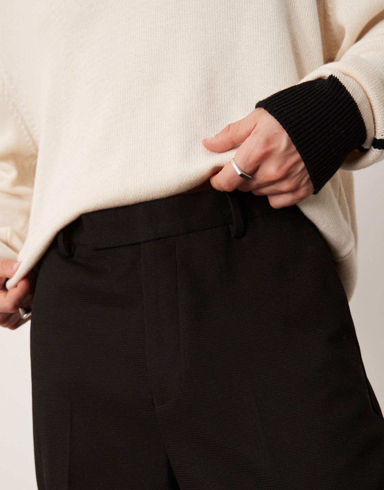 ASOS DESIGN smart oversized tapered textured trousers in black