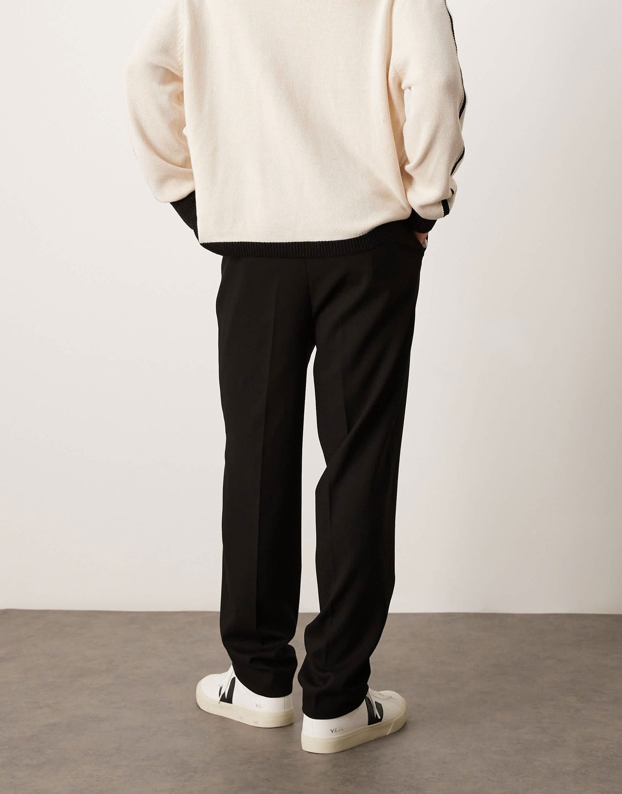 ASOS DESIGN smart oversized tapered textured trousers in black