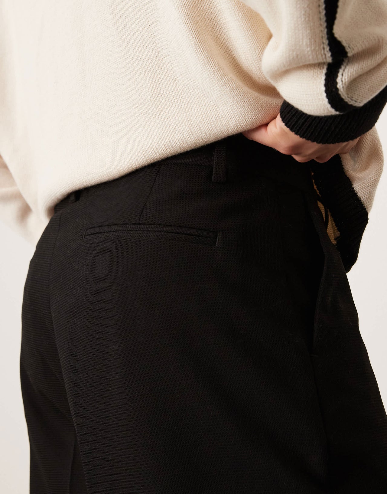 ASOS DESIGN smart oversized tapered textured trousers in black