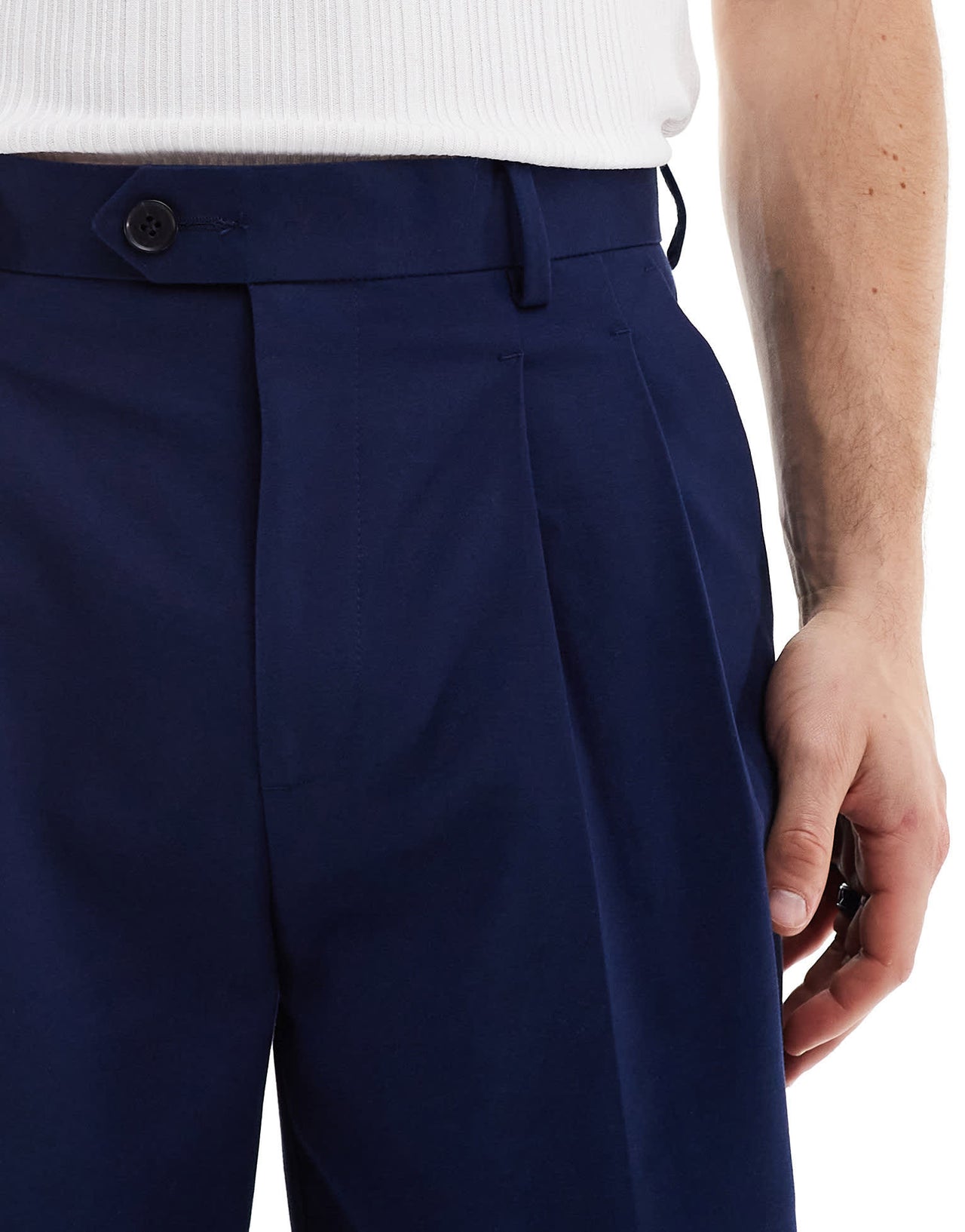 ASOS DESIGN smart premium cotton oversized tapered chino trousers in navy