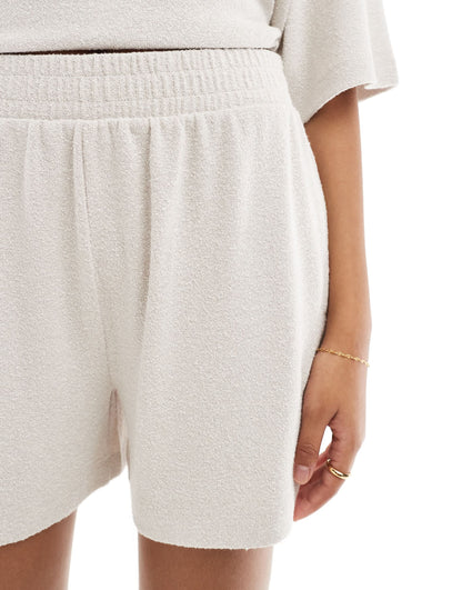ASOS DESIGN textured knit longline short in stone