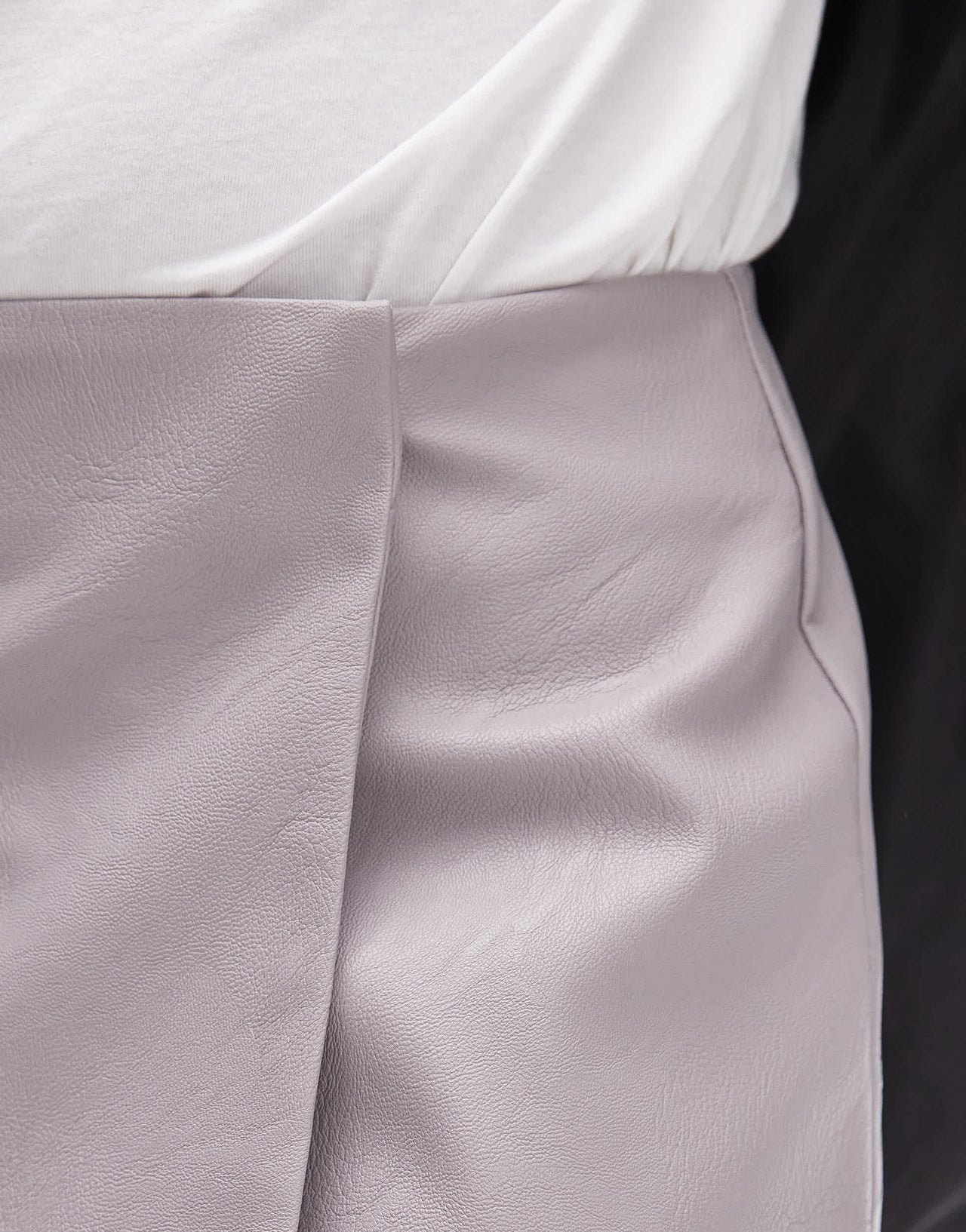 Topshop faux leather wrap mini skirt in dove grey