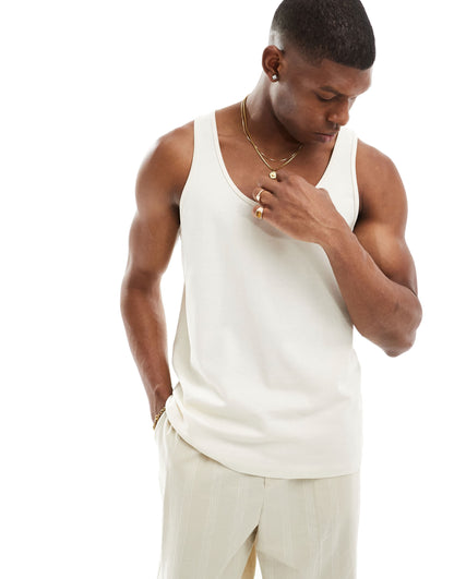 ASOS DESIGN heavyweight vest in ecru