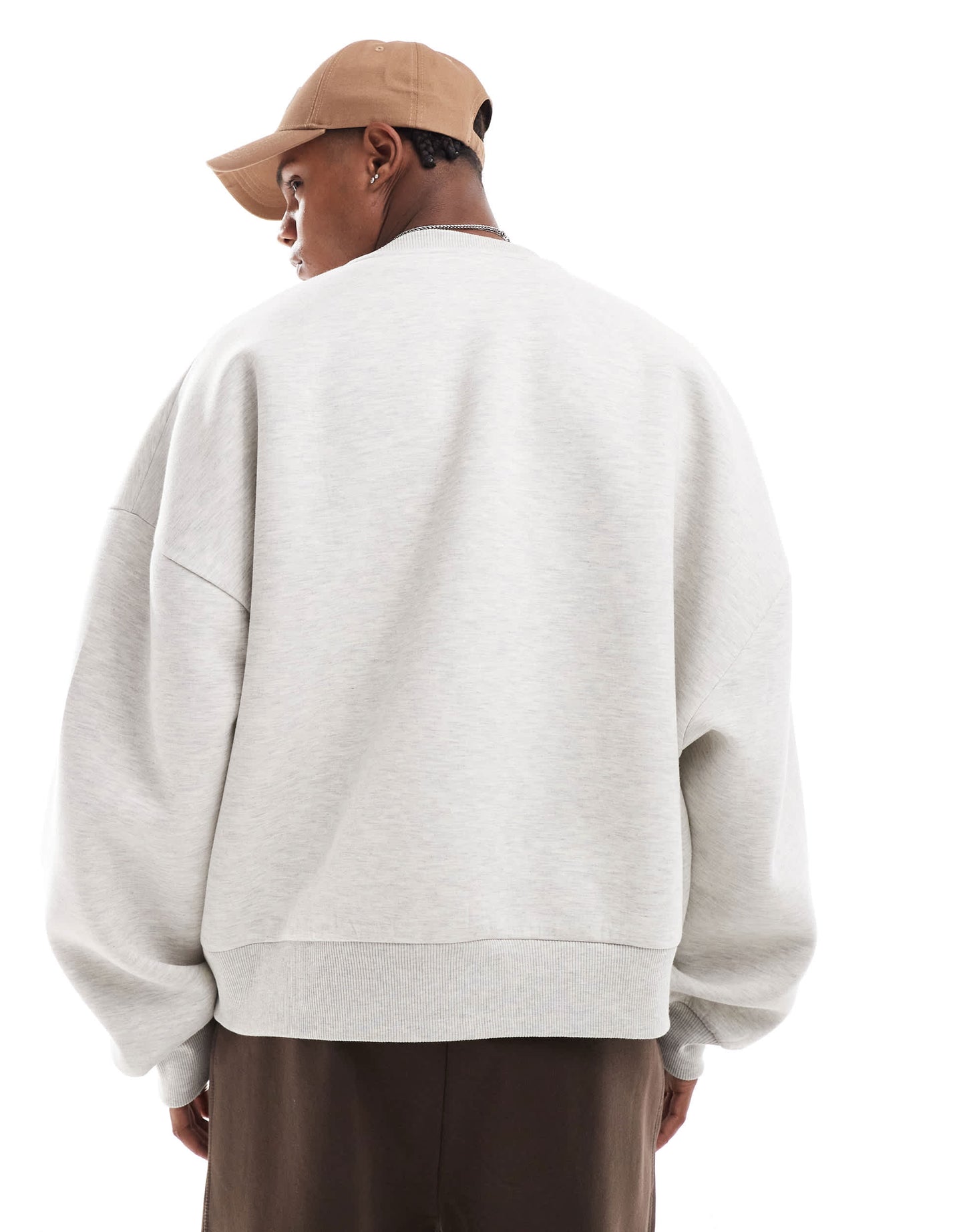ASOS DESIGN heavyweight extreme oversized  sweatshirt in scuba-style fabric in grey marl - WHITE