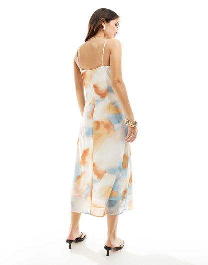 Vila cowl neck cami maxi dress in abstract dream print