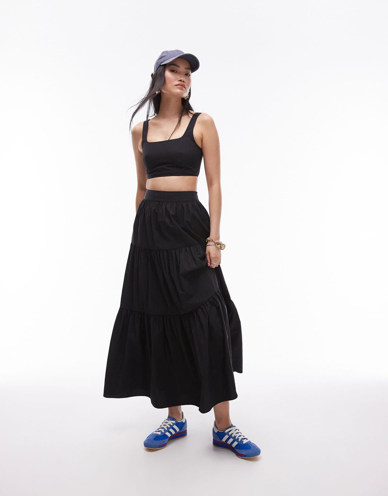 Topshop co-ord taffeta square neck crop top in black