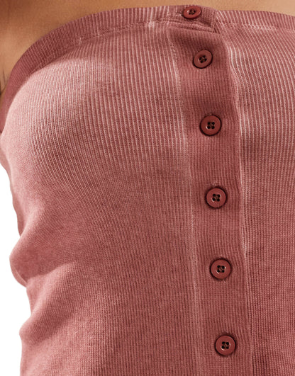 COLLUSION button trim washed bandeau in red