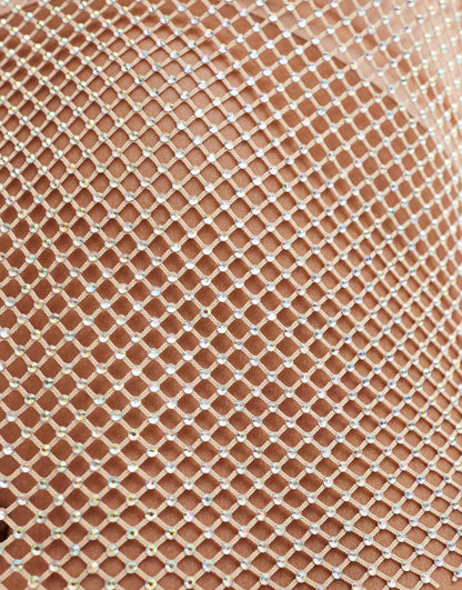 ASOS DESIGN co-ord tank top with binding in hotfix fishnet in gold