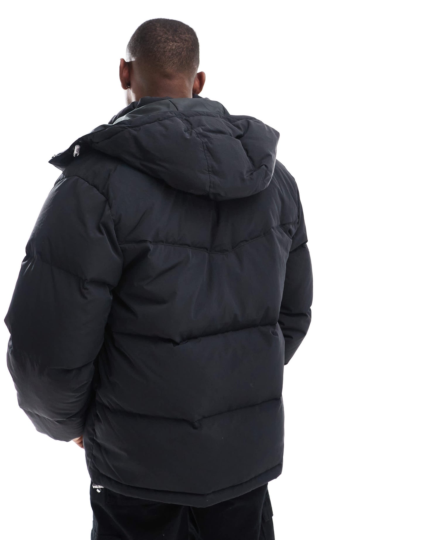 Levi's Rockridge crinkle nylon short hooded down puffer jacket in black