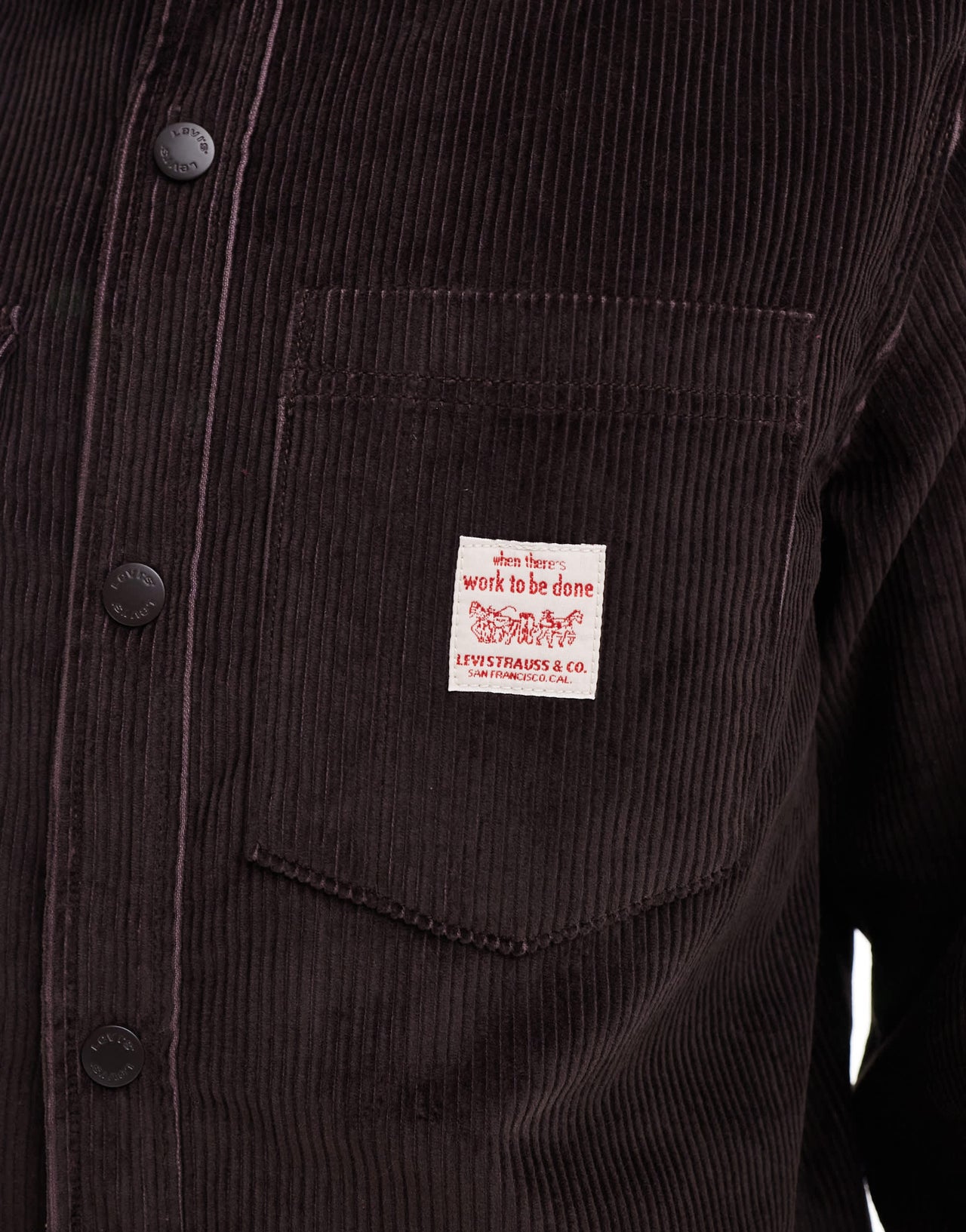 Levi's Workwear Telegraph quilted cord overshirt jacket in brown