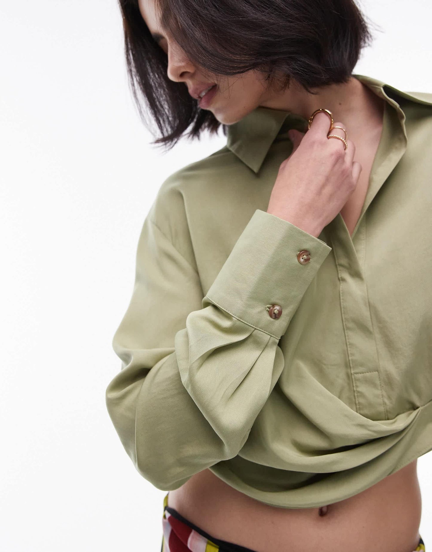 Topshop drape side top in khaki