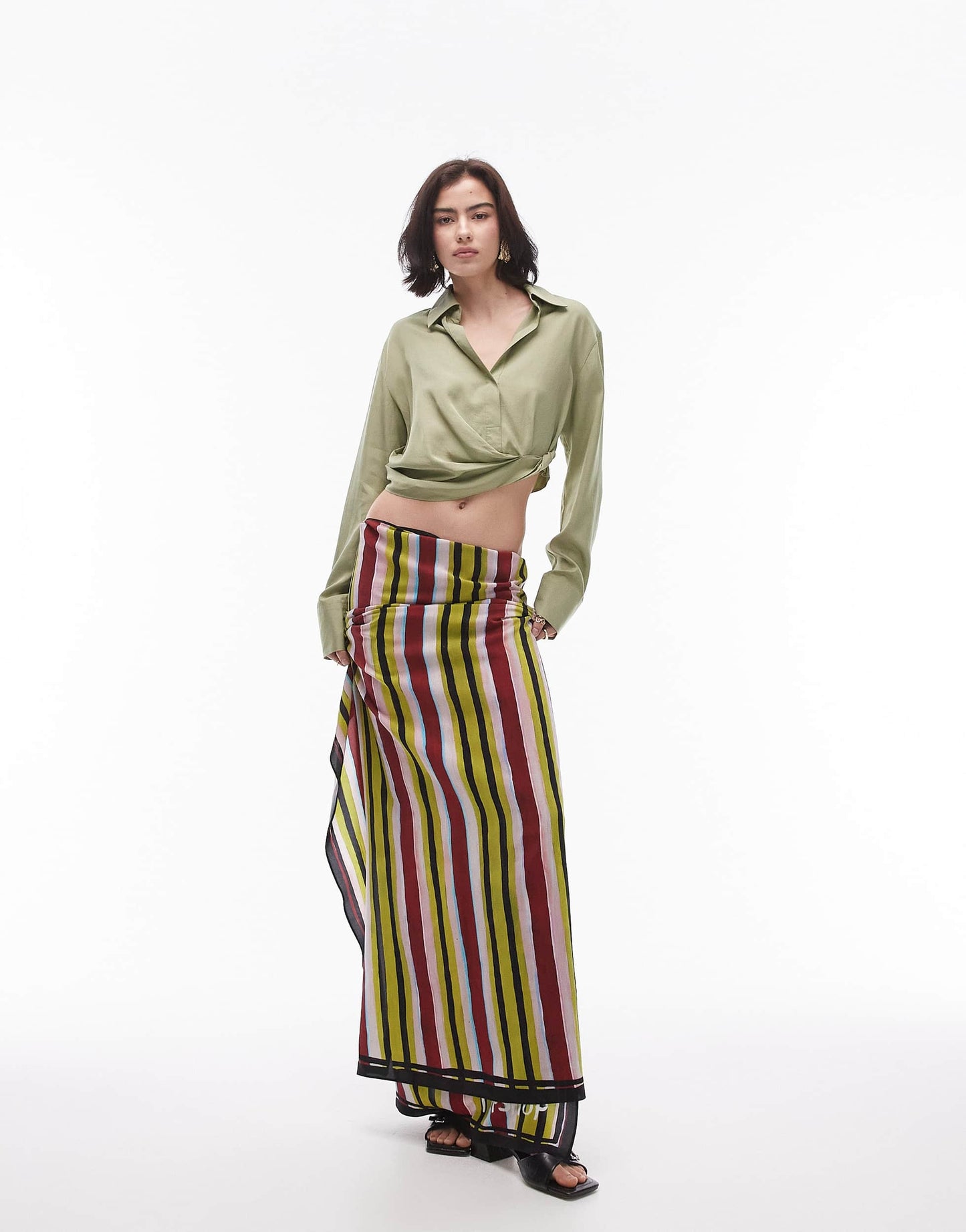Topshop drape side top in khaki