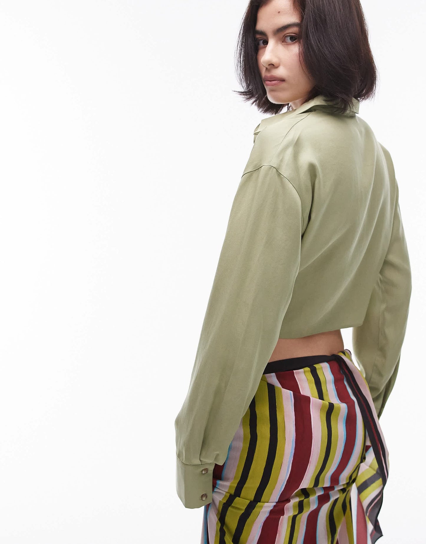 Topshop drape side top in khaki