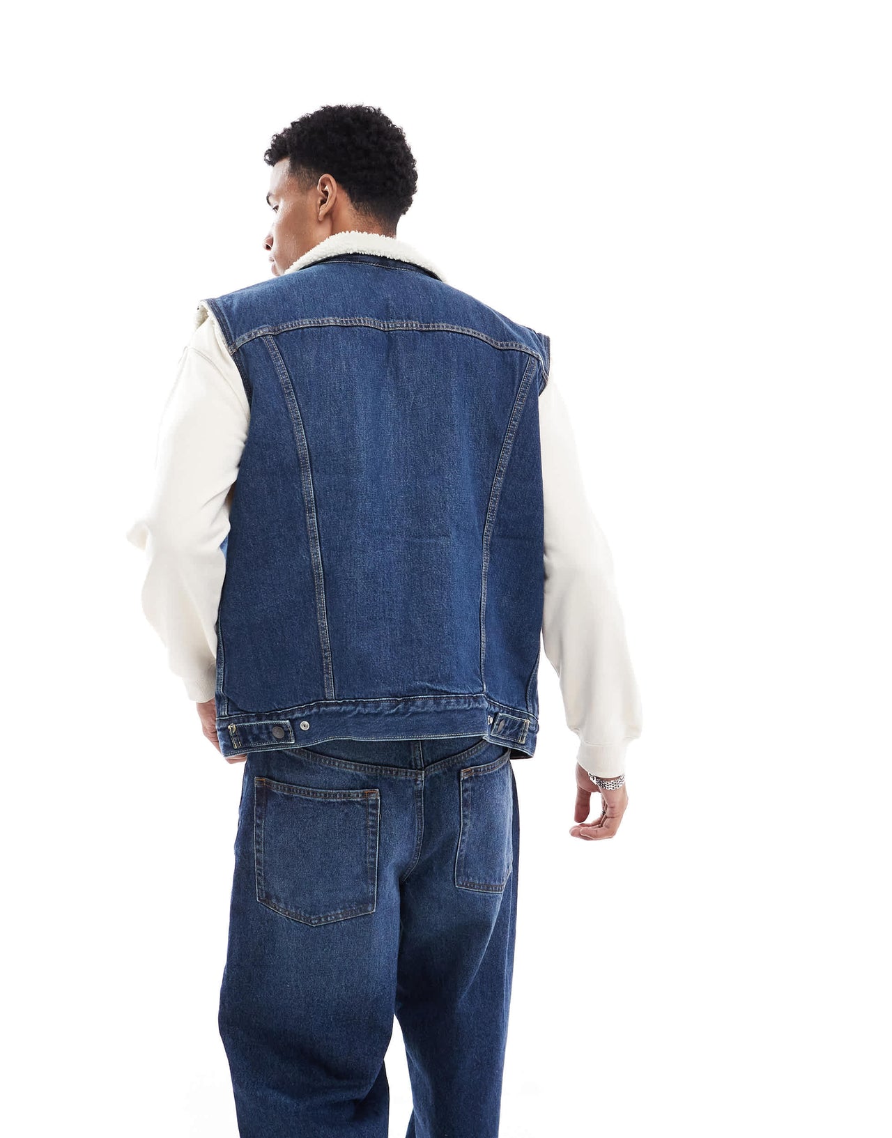 Levi's Type 3 sleeveless sherpa denim vest in navy