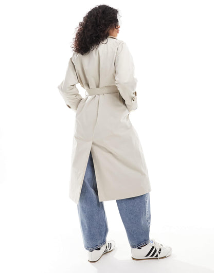 Stradivarius technical trench coat in stone