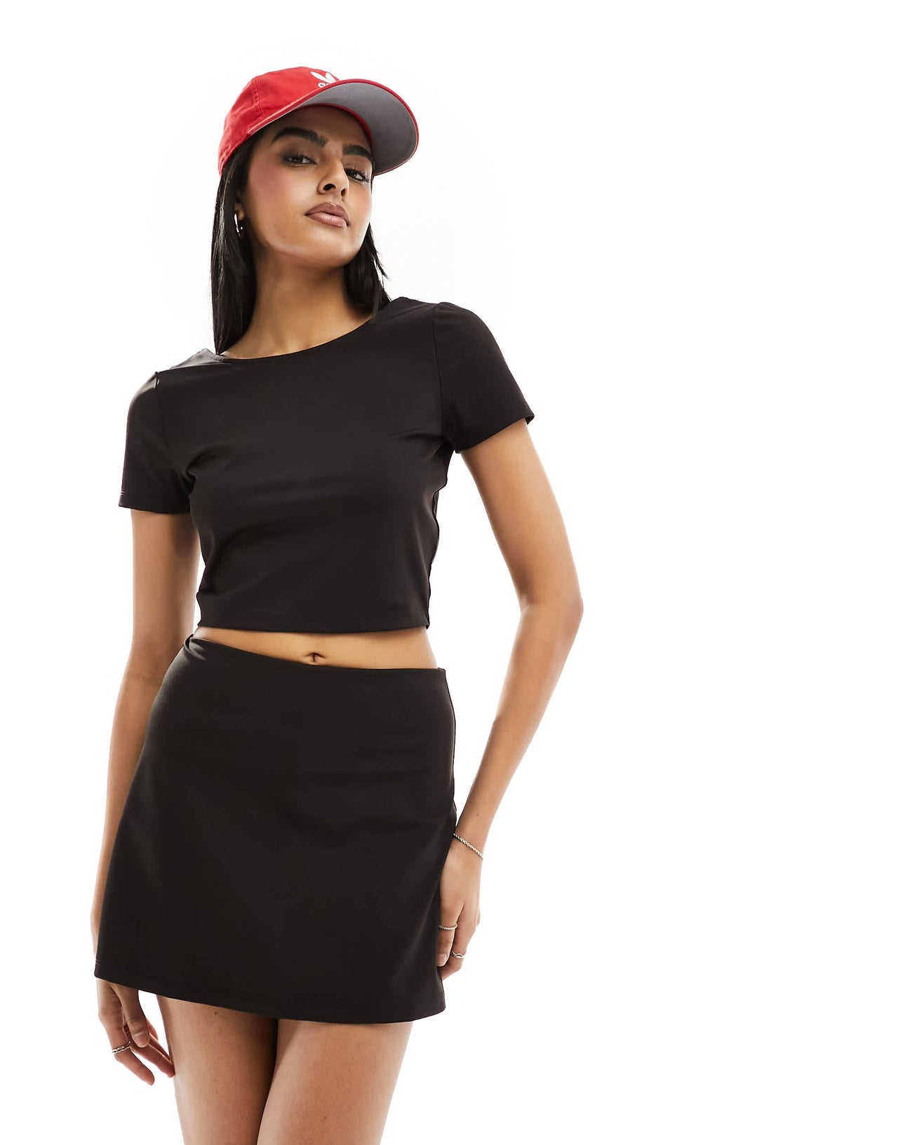 Stradivarius sport sculpt skort in black co-ord