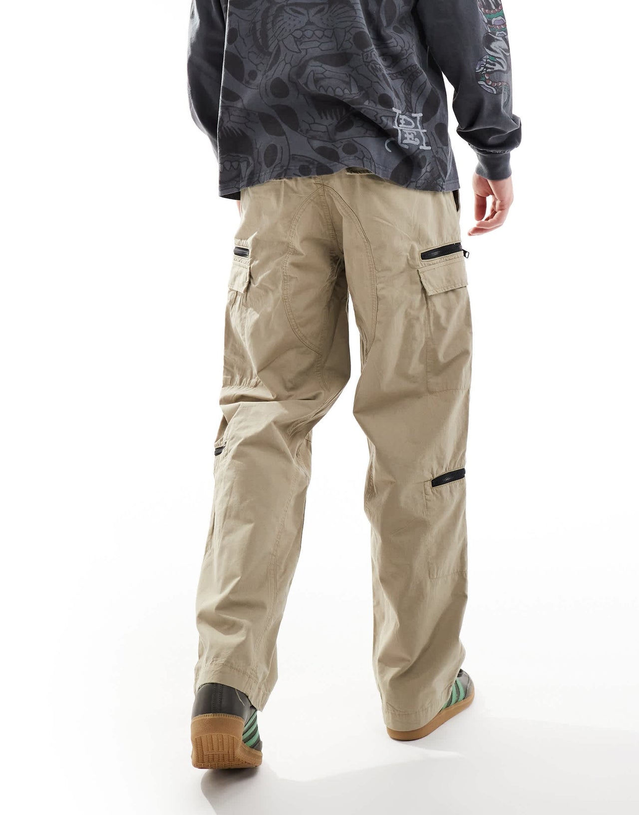 Weekday Magic workwear trousers with zips in sand