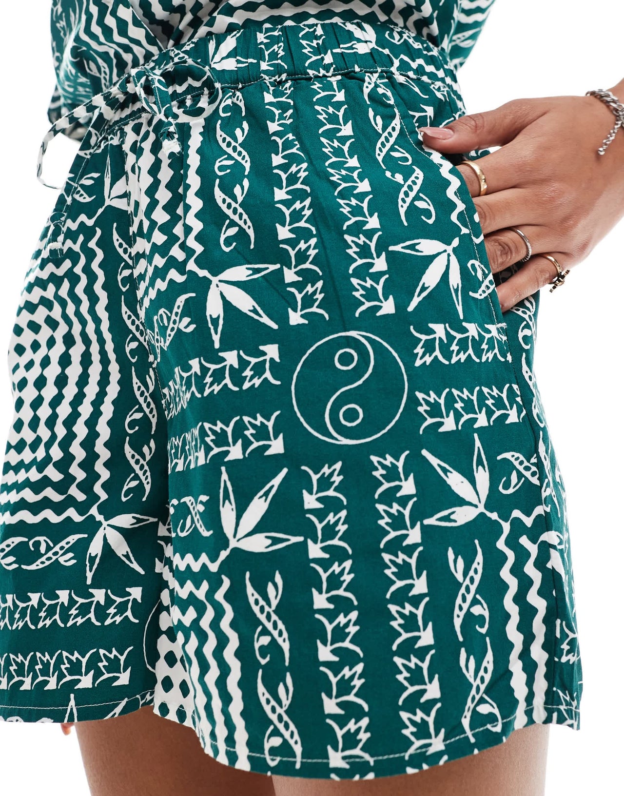 Obey co-ord scarf print shorts in green