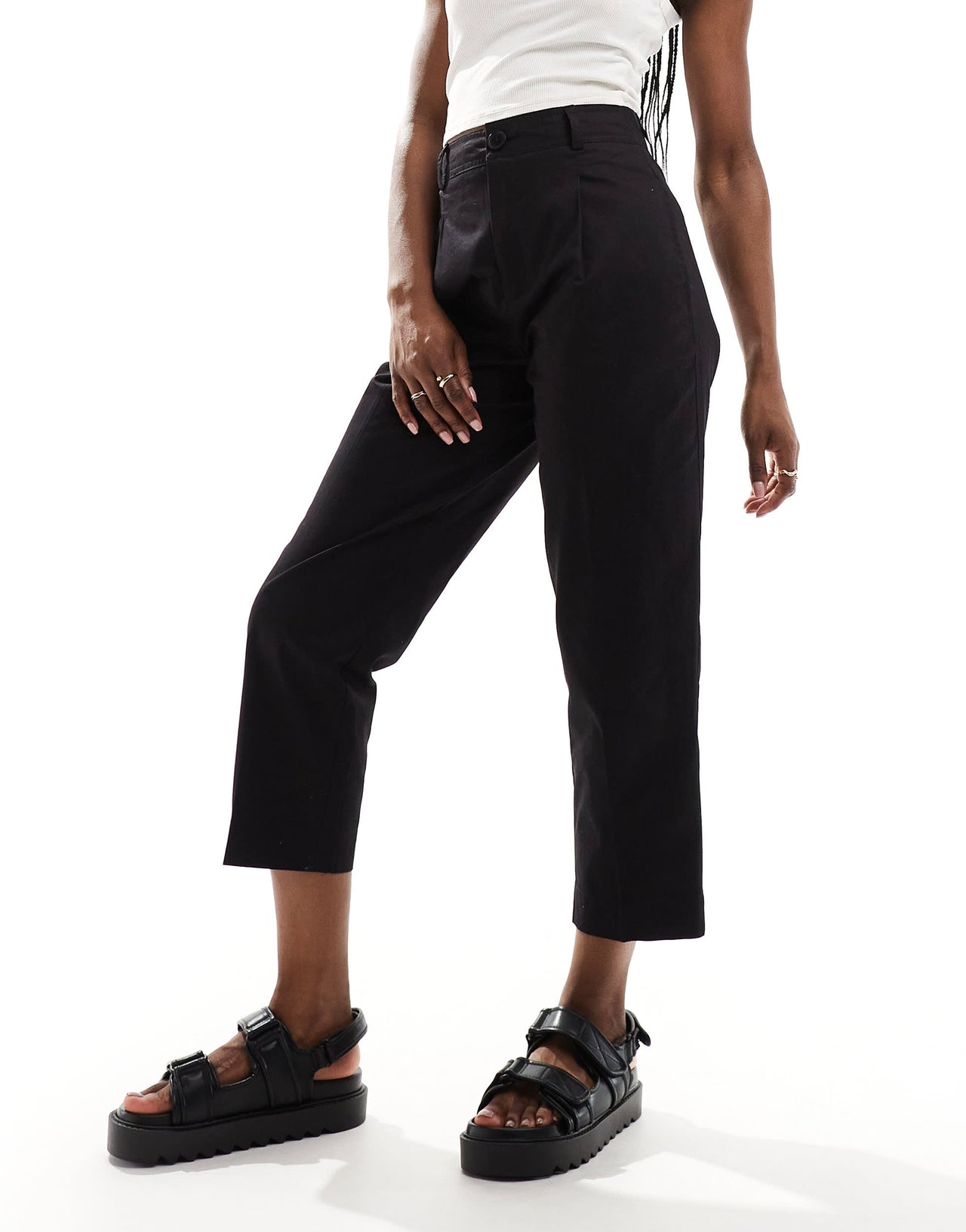 Stradivarius tailored chino in black