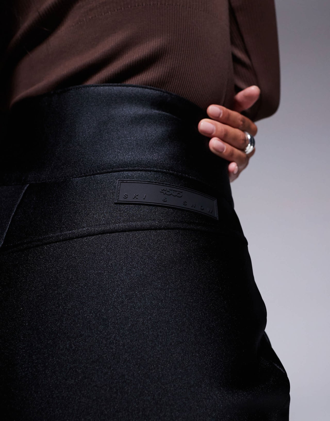 4505 Petite Ski soft shell water repellent skinny ski trousers in black gloss