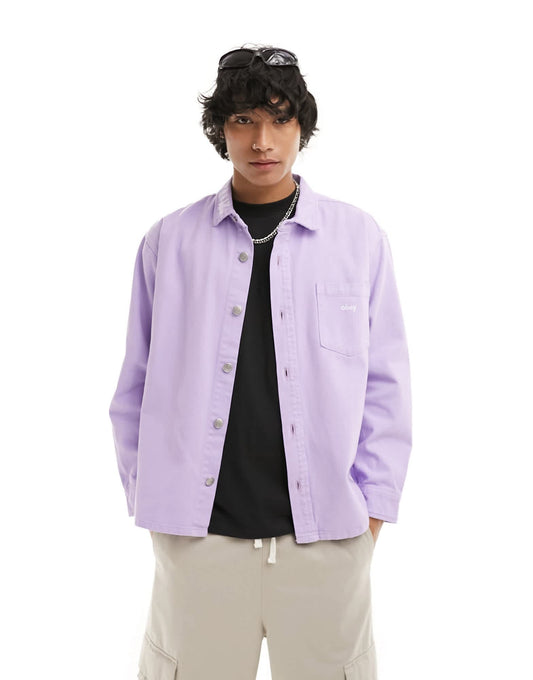 Obey denim long sleeve shirt in lilac