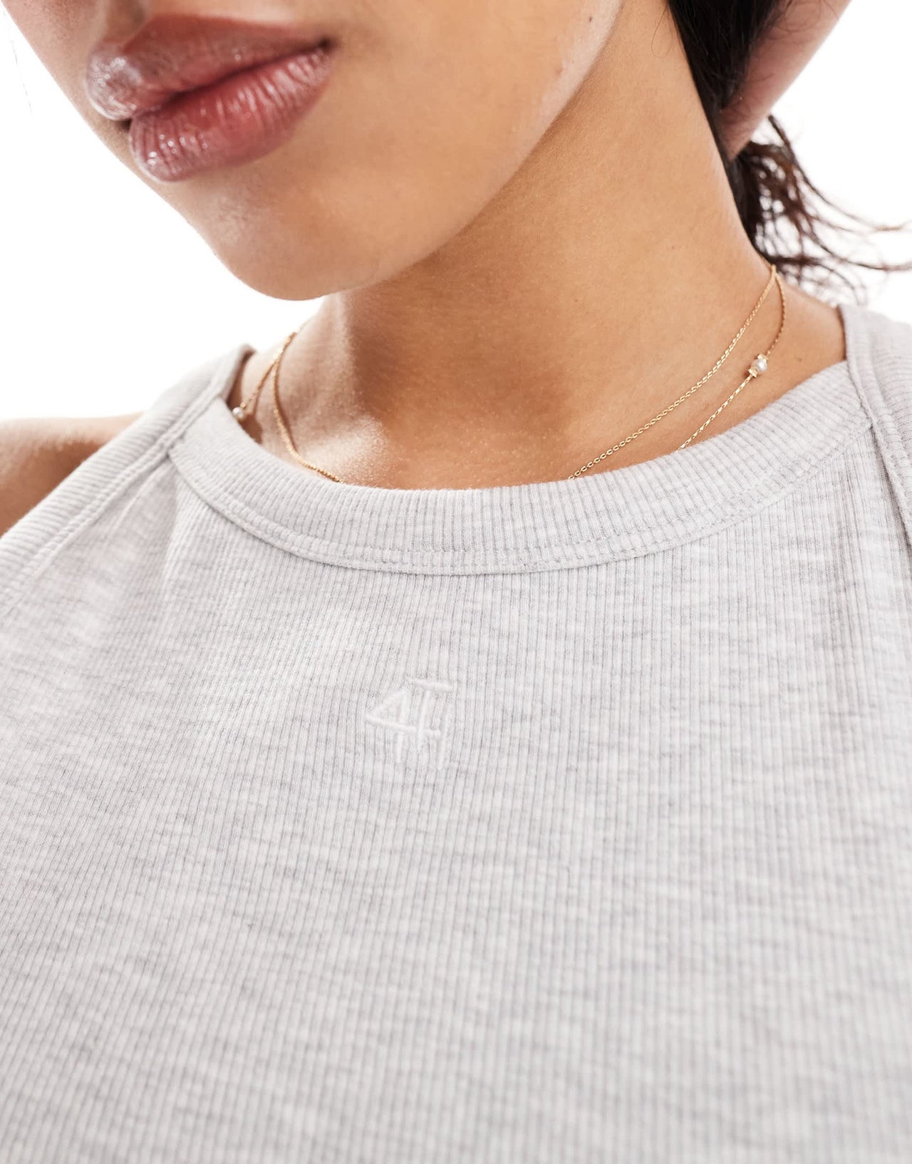 4th & Reckless embroidered logo racerneck vest top in grey