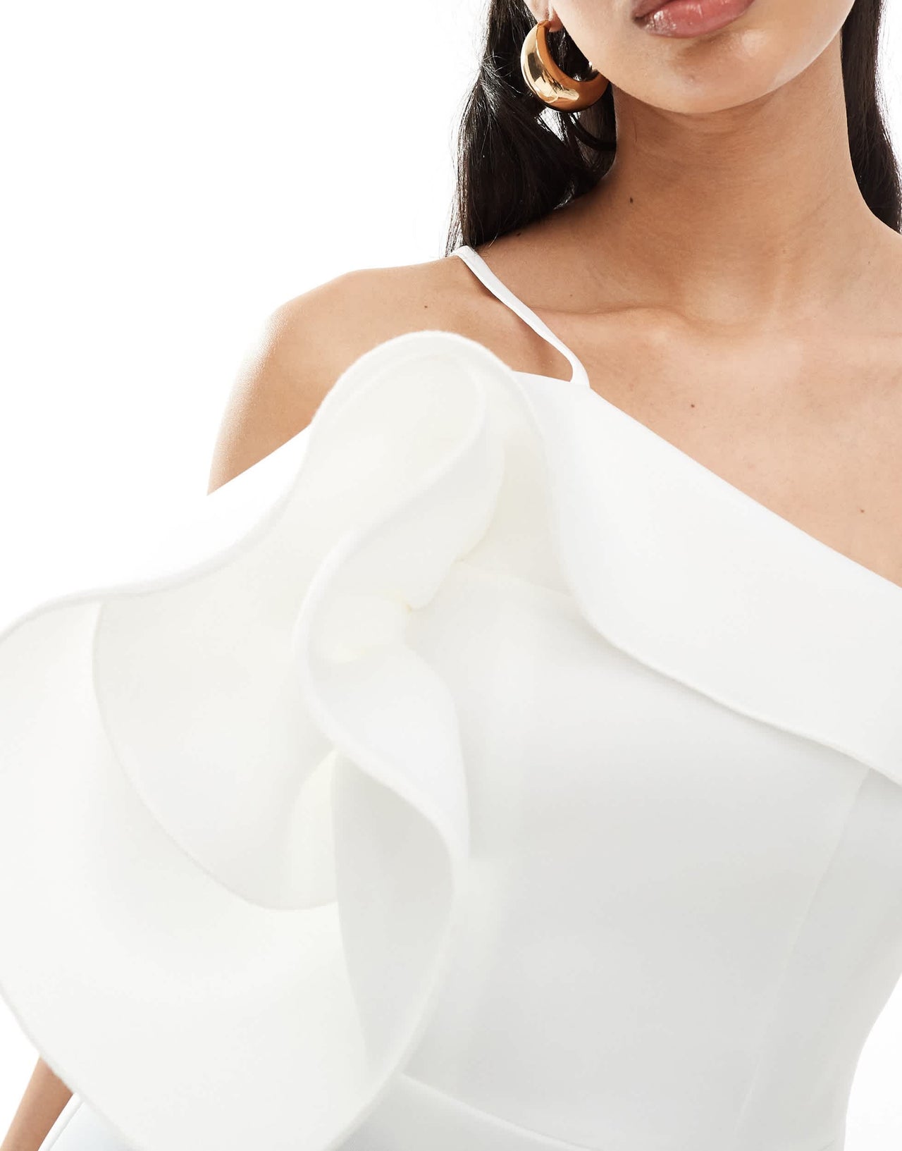 ASOS DESIGN scuba oversized corsage detail mini dress in ecru