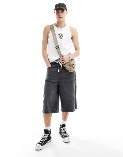 Obey ribbed vest with graphic in white