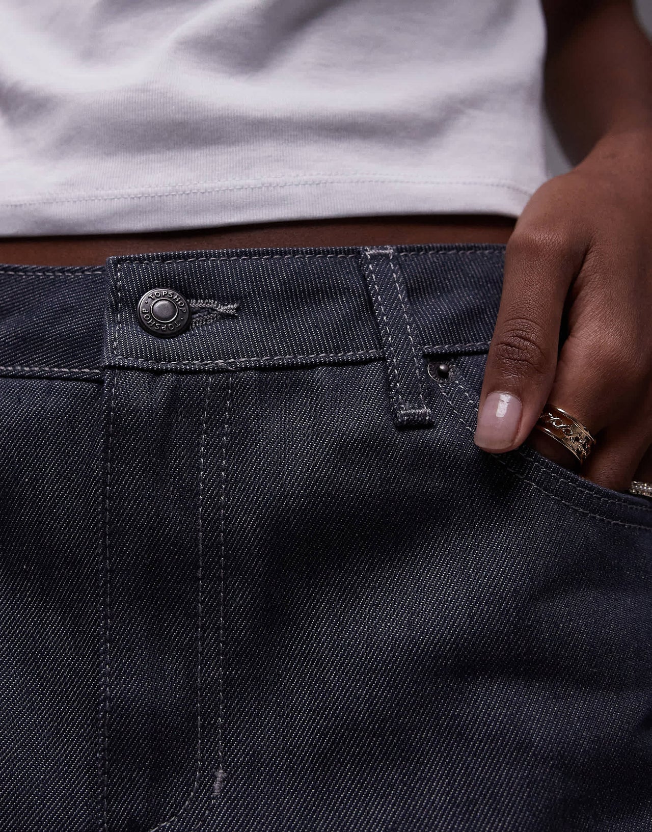 Topshop denim micro pelmet skirt in raw grey