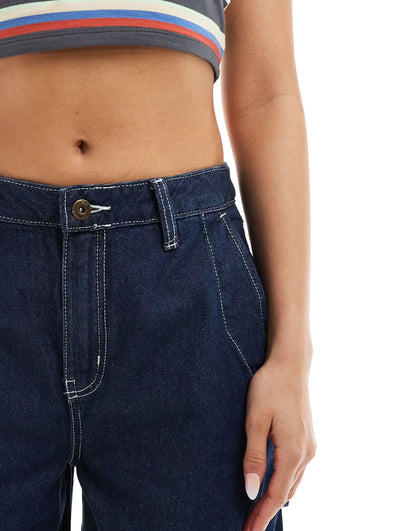 Vans groundwork long denim shorts in indigo blue