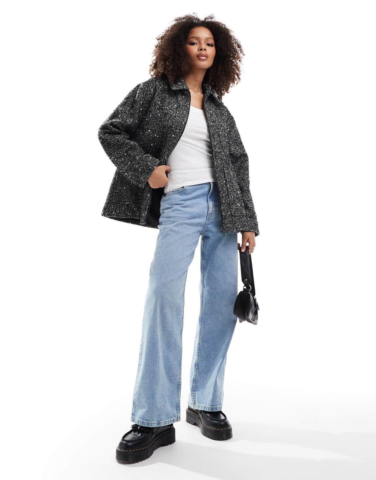 ASOS DESIGN top collar harrington jacket in texture