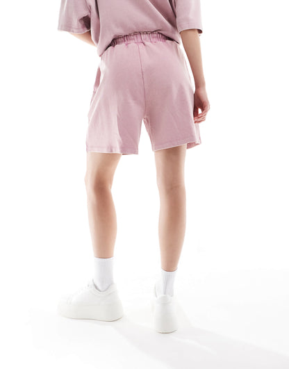 ASOS DESIGN co-ord longline shorts in washed pink