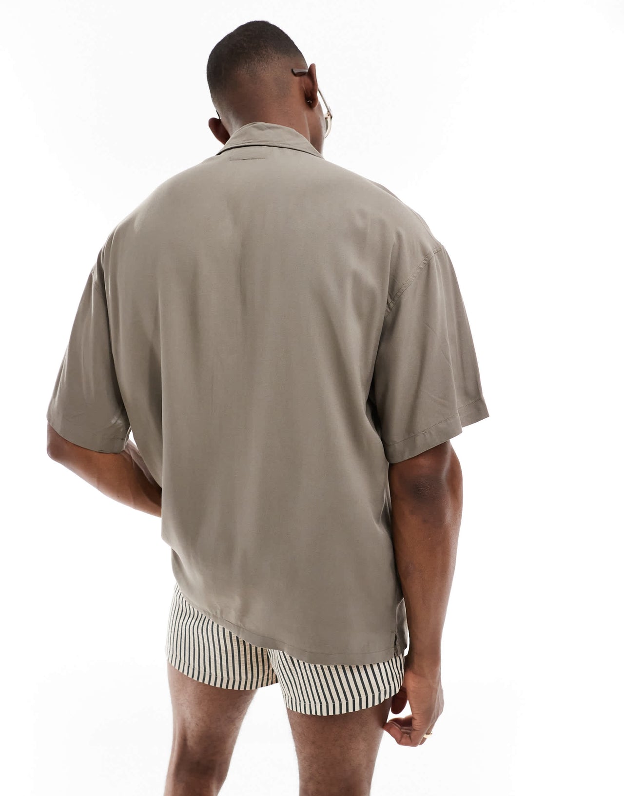 ADPT oversized revere collar shirt in beige