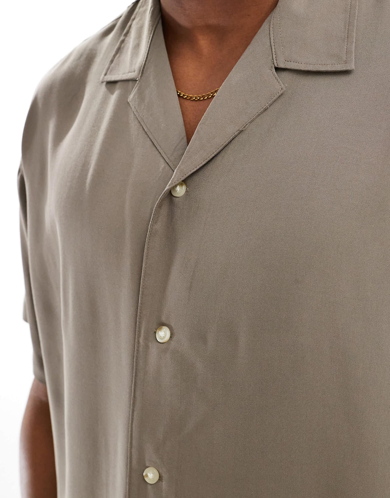 ADPT oversized revere collar shirt in beige