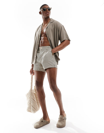 ADPT oversized revere collar shirt in beige