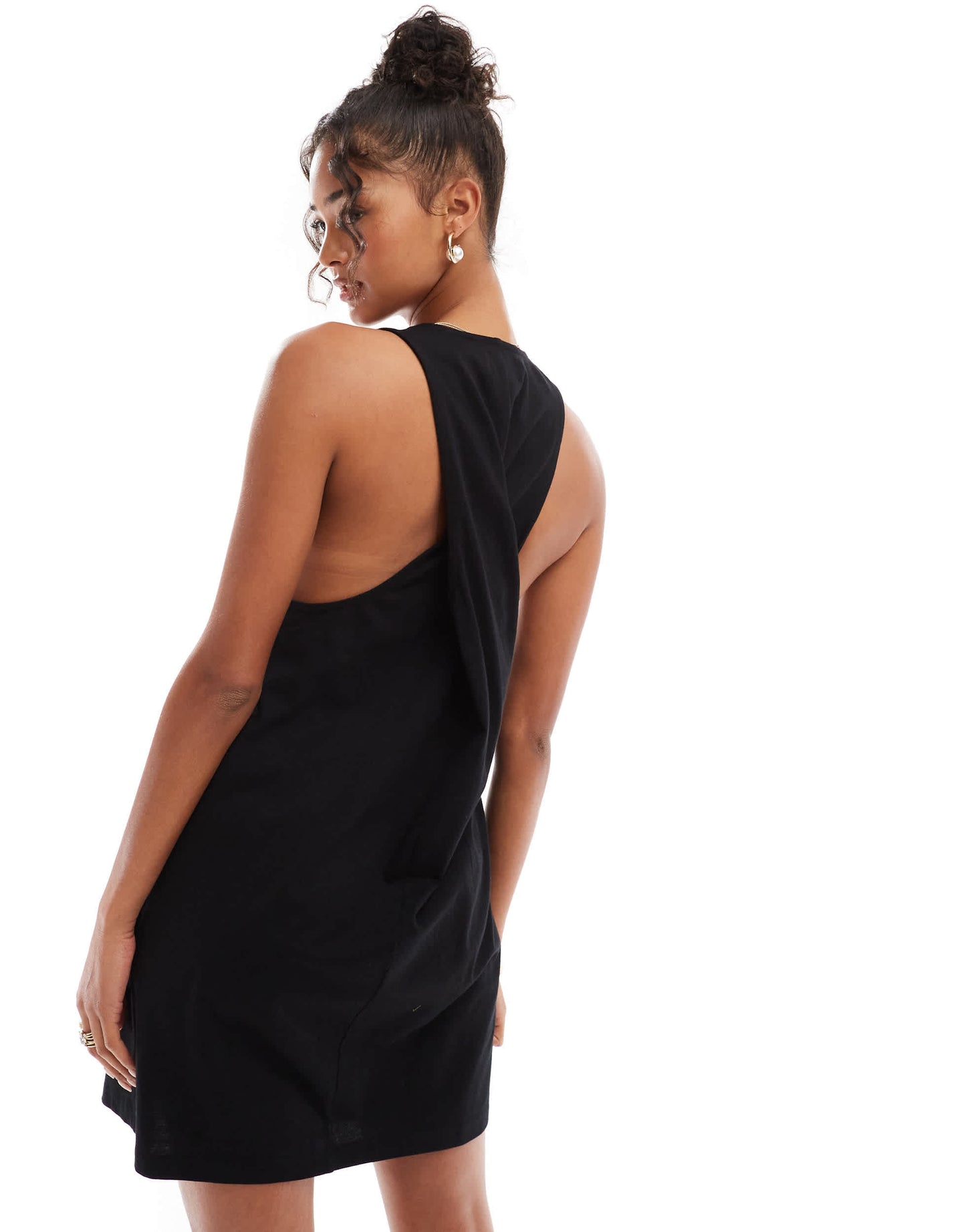 ASOS DESIGN twist back column mini dress in black